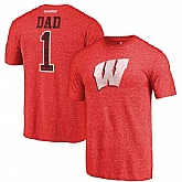 Wisconsin Badgers Fanatics Branded Red Greatest Dad Tri Blend T-Shirt
